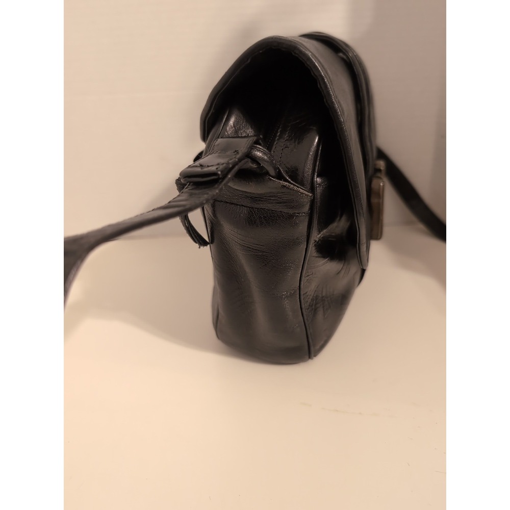 Vintage Sharif Black Reptile Embossed Leather Crossbody‎ Bag - Picture 4 of 16